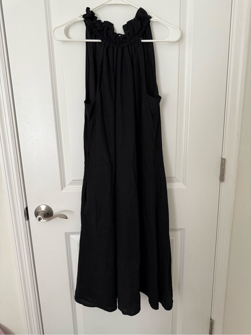 Banana Republic Women’s Black Ruffle Halter Midi Dress